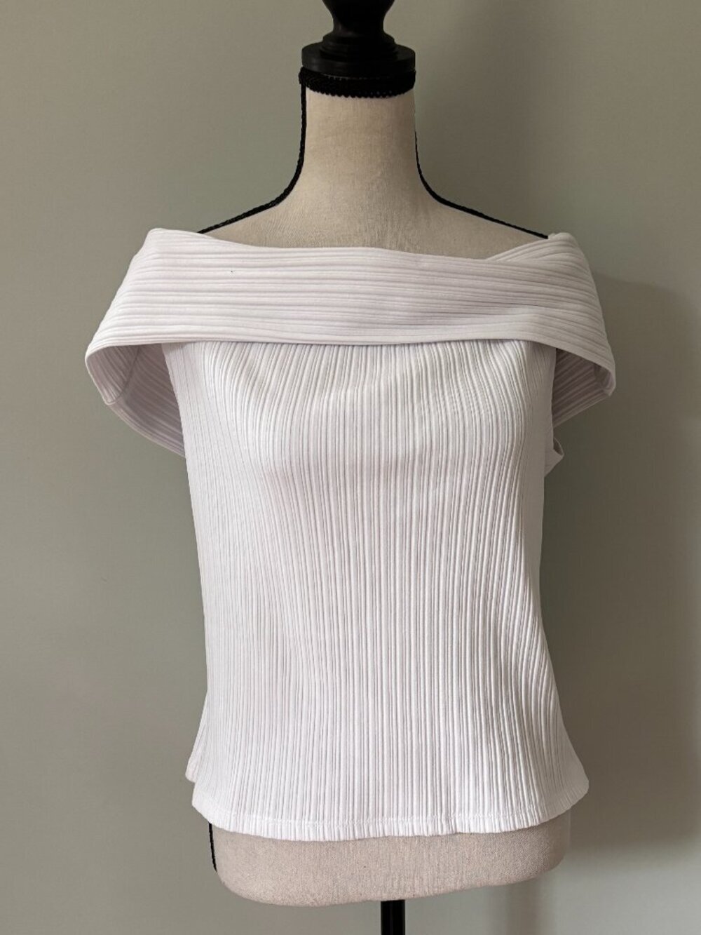 Madewell White Ribbed Off-Shoulder Top Large Like New